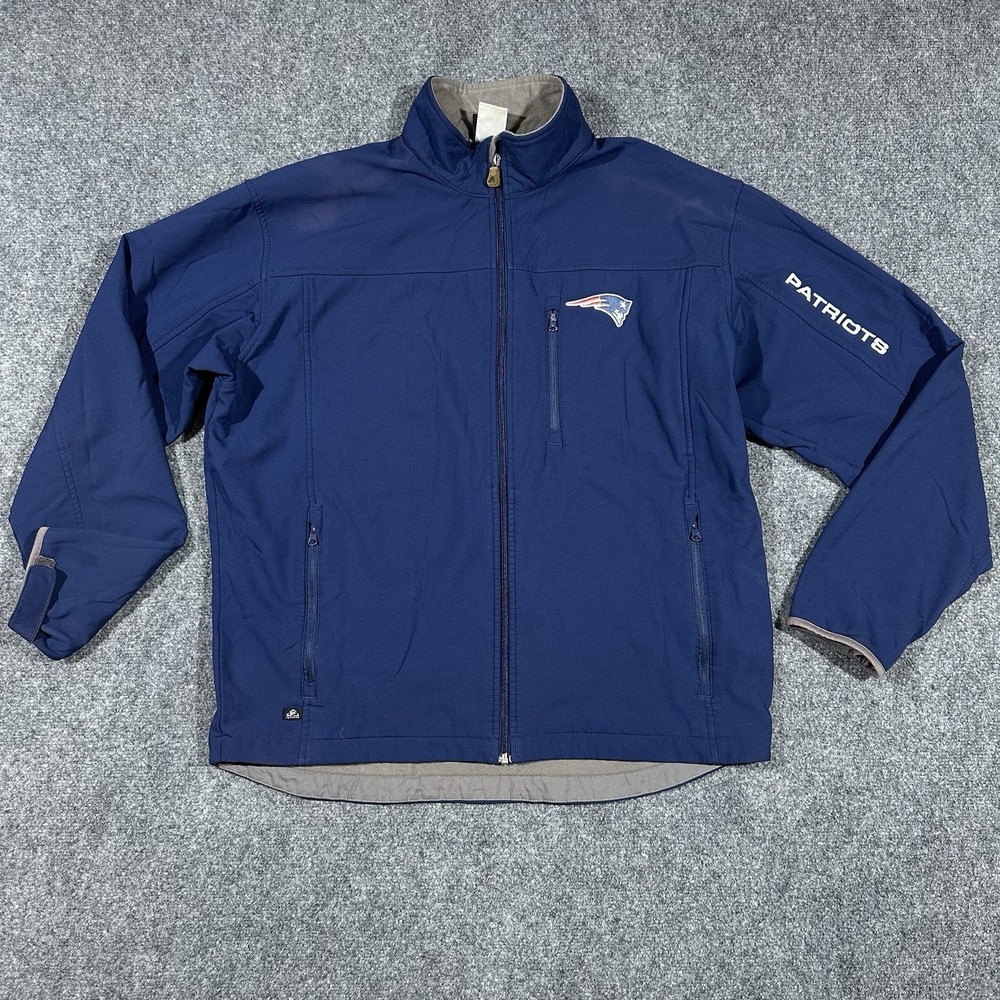 NFL Team New England Patriots Softshell Jacket Navy Blue Mens XL Full Zip